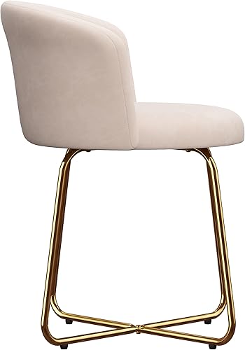 Miniatura 9 de Hillsdale Taburete de tocador de metal Marisol para sala de maquillaje o baño, dorado