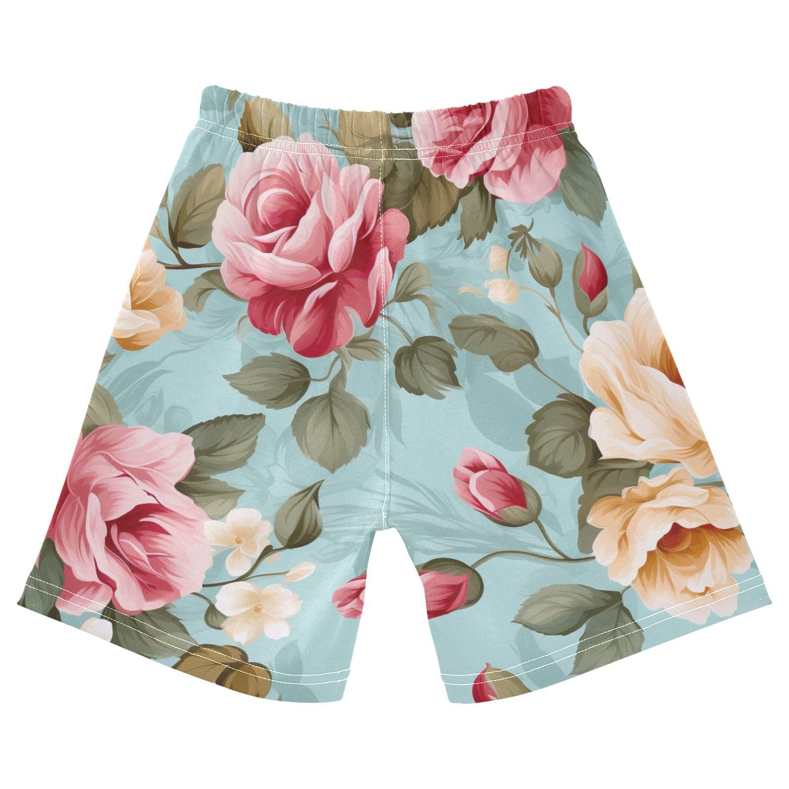 innewgogo Rose Peony Blue Toddler Baby Boy Girl Cotton Pull-On Shorts Elastic Waist Beach Summer Shorts Kids Pants 3T