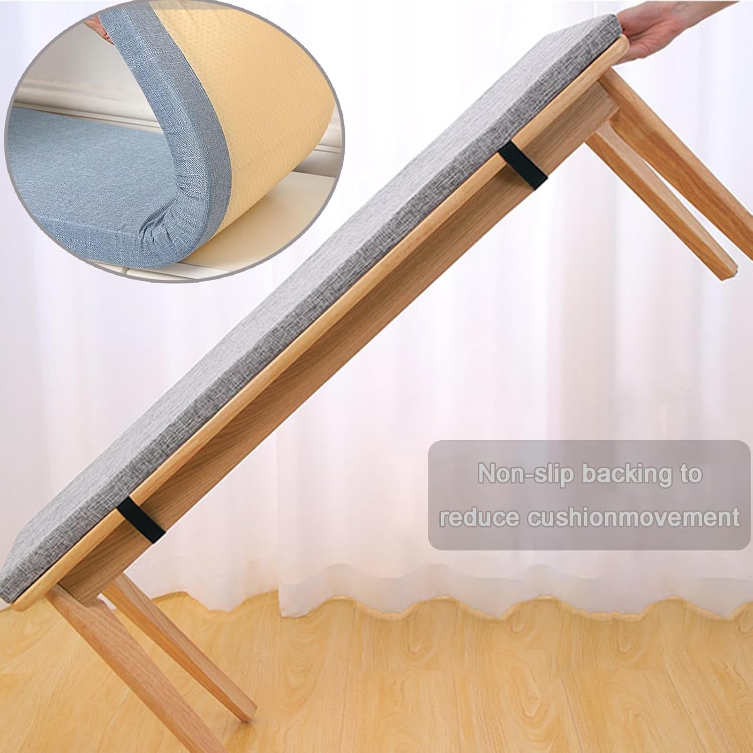 ベージュ 5cm厚 ベンチ用シートクッション 洗える 屋内 屋外 チェアパッド 取り外し可能なカバー ガーデン 140 * 45 快