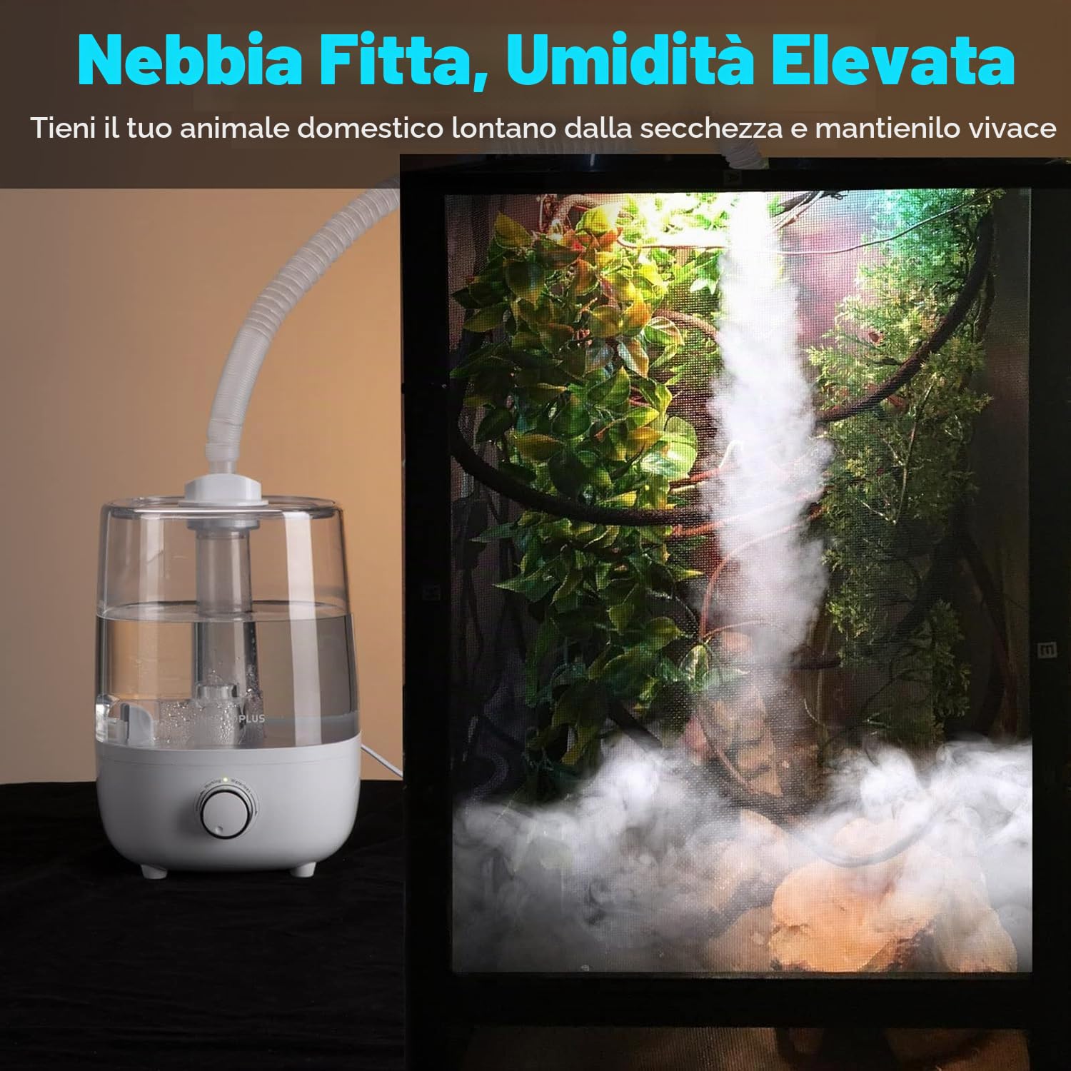 INKBIRDPLUS Umidificatore per Rettili, Nebulizzatore per Terrario con Serbatoio Grande da 4 Litri, Mister Ultra Silenzioso con Protezione Control Funzionamento a Secco, Ideale per Rettili, Anfibi