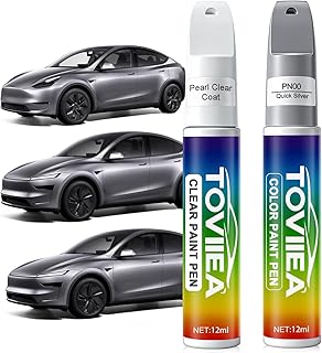 Quick Silver(PN00) Touch Up Paint for tesla ModelY/3/X/S,2-In-1 Car Scratch Remover Pen,Car Paint Scratch Repair Kit for Scratches,Chips & Nicks,2-PCS SET