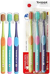 TOYADENT PRO Escova de Dente Macia Premium Alemãs da Pedex, Adulto, Cerdas Extra, 5500 Cerdas, 3 Unidades Multicolorida