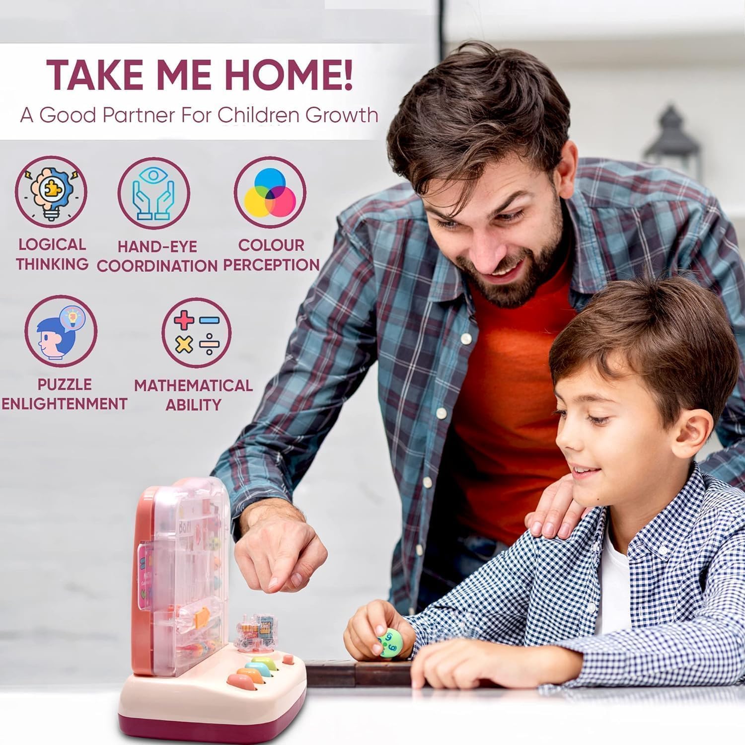 SKYBUCKET Rolling Ball Early Learning Educational toyor KidsTEM Sensory toyor 4 6 8 Years Boys Girls ith 12 Puzzle Cards Balls for Counting Maths Color Identify 1