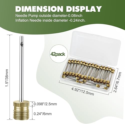 Miniatura 2 de 20 Pack Brass Ball Pump Needles with Storage Case - Heavy Duty No Break Air Pump Needles for Basketball