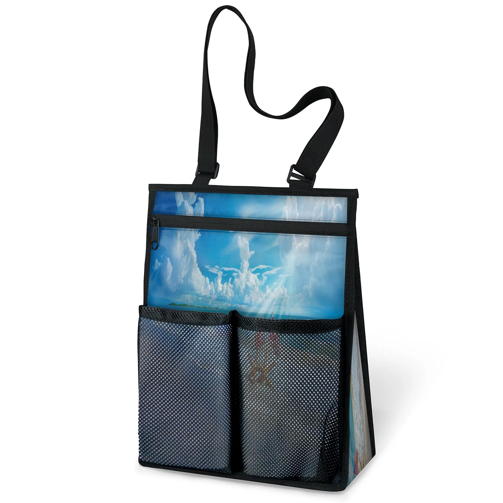Ourtheme Beach Starfish Portable Shower Bag for Travel Gym Camp Beach Tote Shower Caddy Bags Hanging Toiletry Organizer