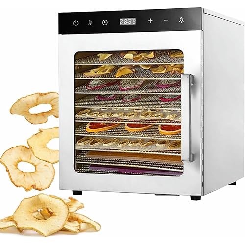 10 Trays Silent Food Dryer, 800W Freeze-Dried Candy Machine, Temperature Adjustable Of 30-90 ° C, Timer From 0-24 Hours, Large Capacity Food Processor For Vegetables/