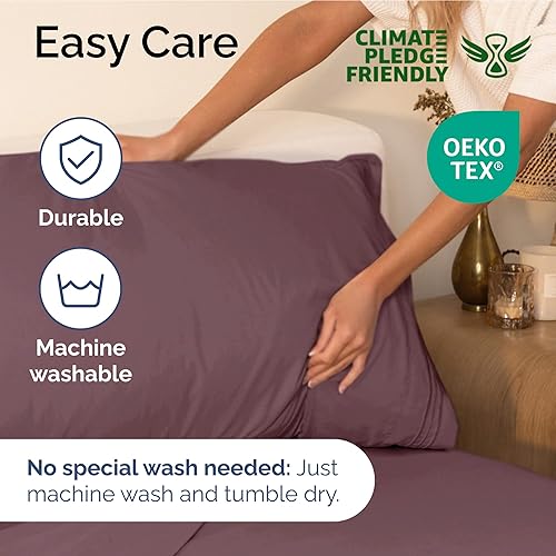 Vista 20 de Juego de sábanas de 4 piezas tamaño king, extrasuaves, transpirables y refrescantes con esquinas profundas, sábanas de fácil ajuste y sin arrugas