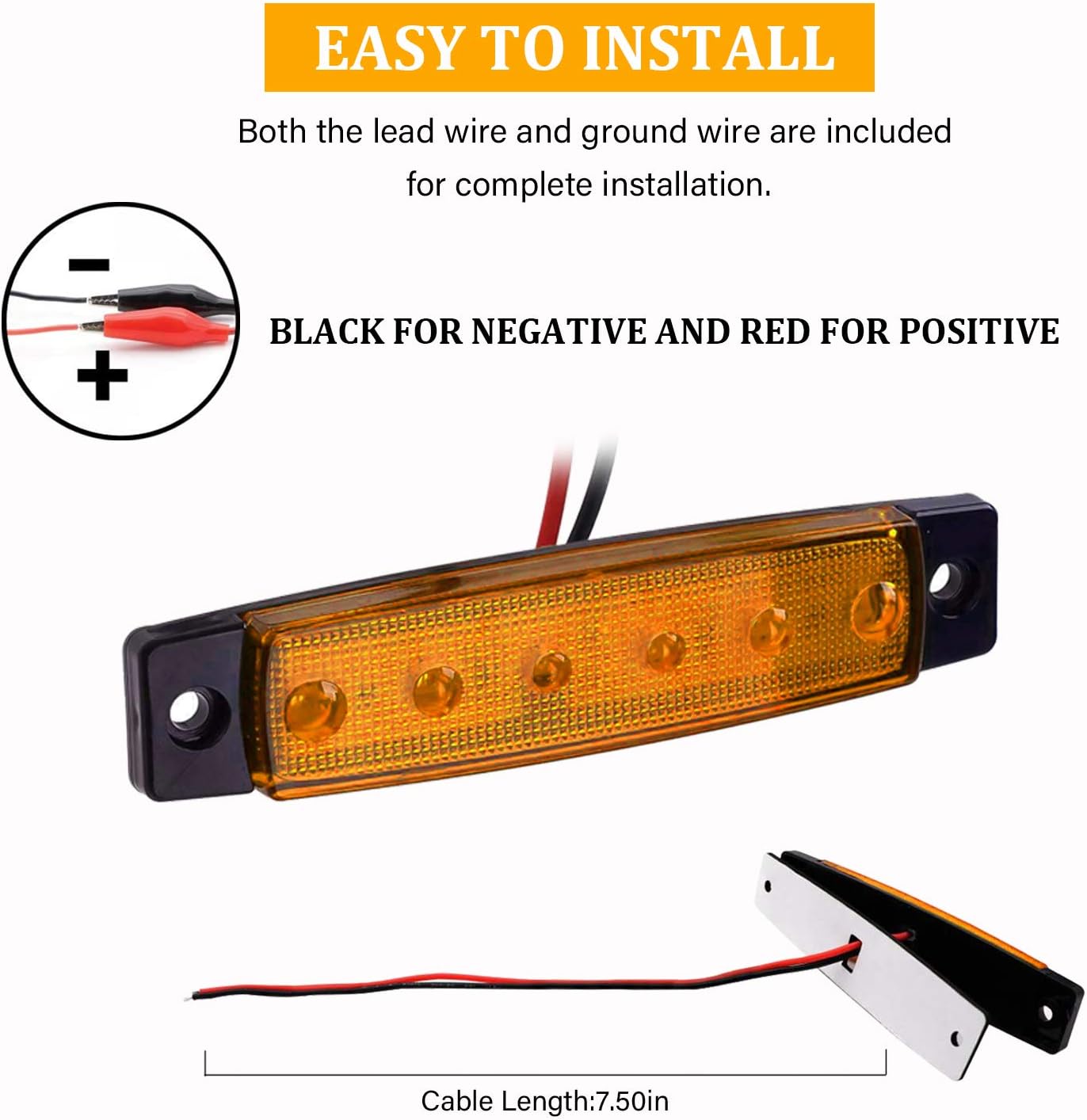 PSEQT LED Boat Interior Lights Marine Courtesy Light Strip Deck Transom Cockpit Navigation Lighting Waterproof for Fishing Pontoon Kayak Yacht Sailboat (Amber 10Pcs) : Sports & Outdoors