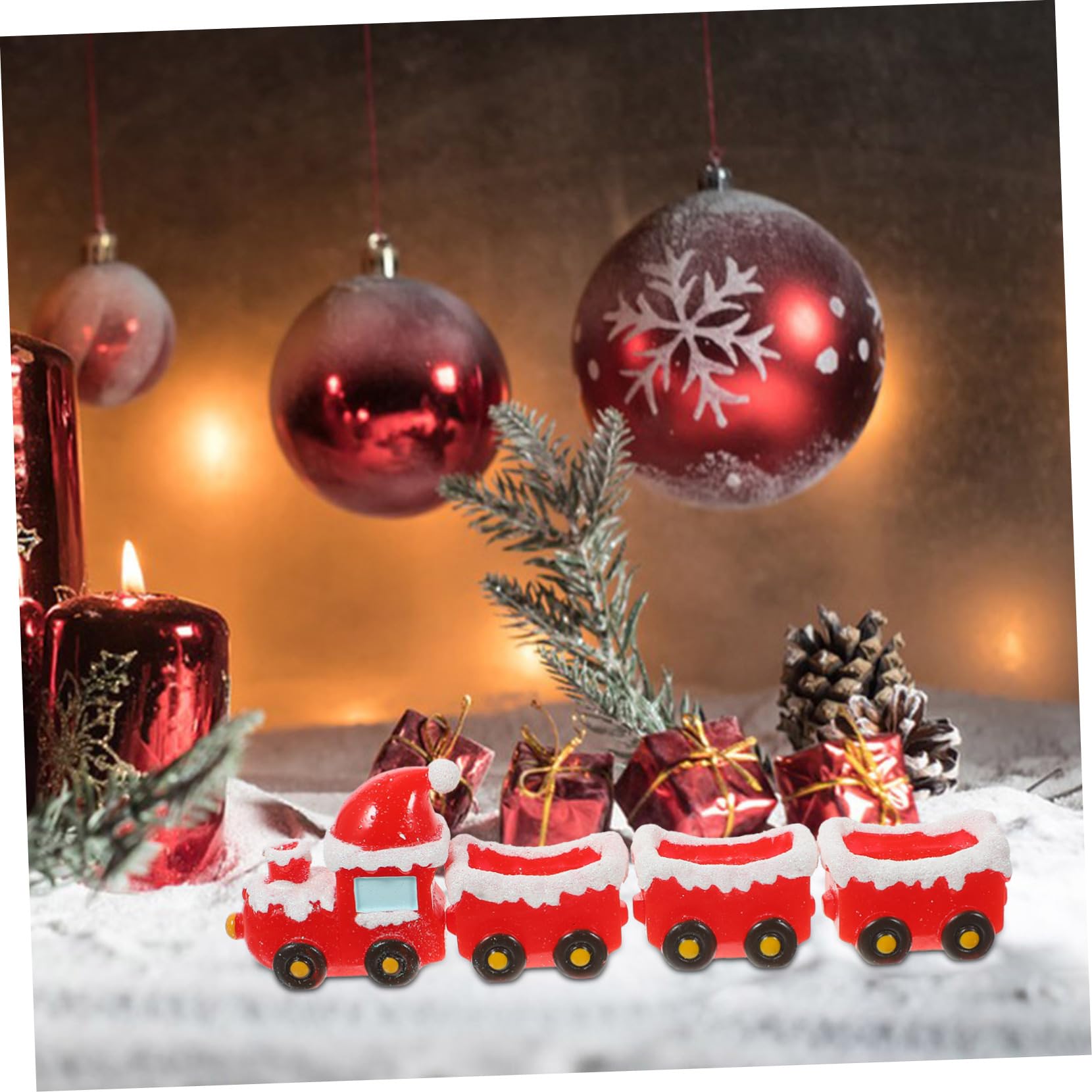 OUNONA 5 Set Ornamenti Del Treno Di Natale Villaggio Cervo Decorazioni Natalizie Per La Casa Delle Bambole Articoli Natalizi Miniature Natività Figurina Scena Nozze Carino Figurine Resina