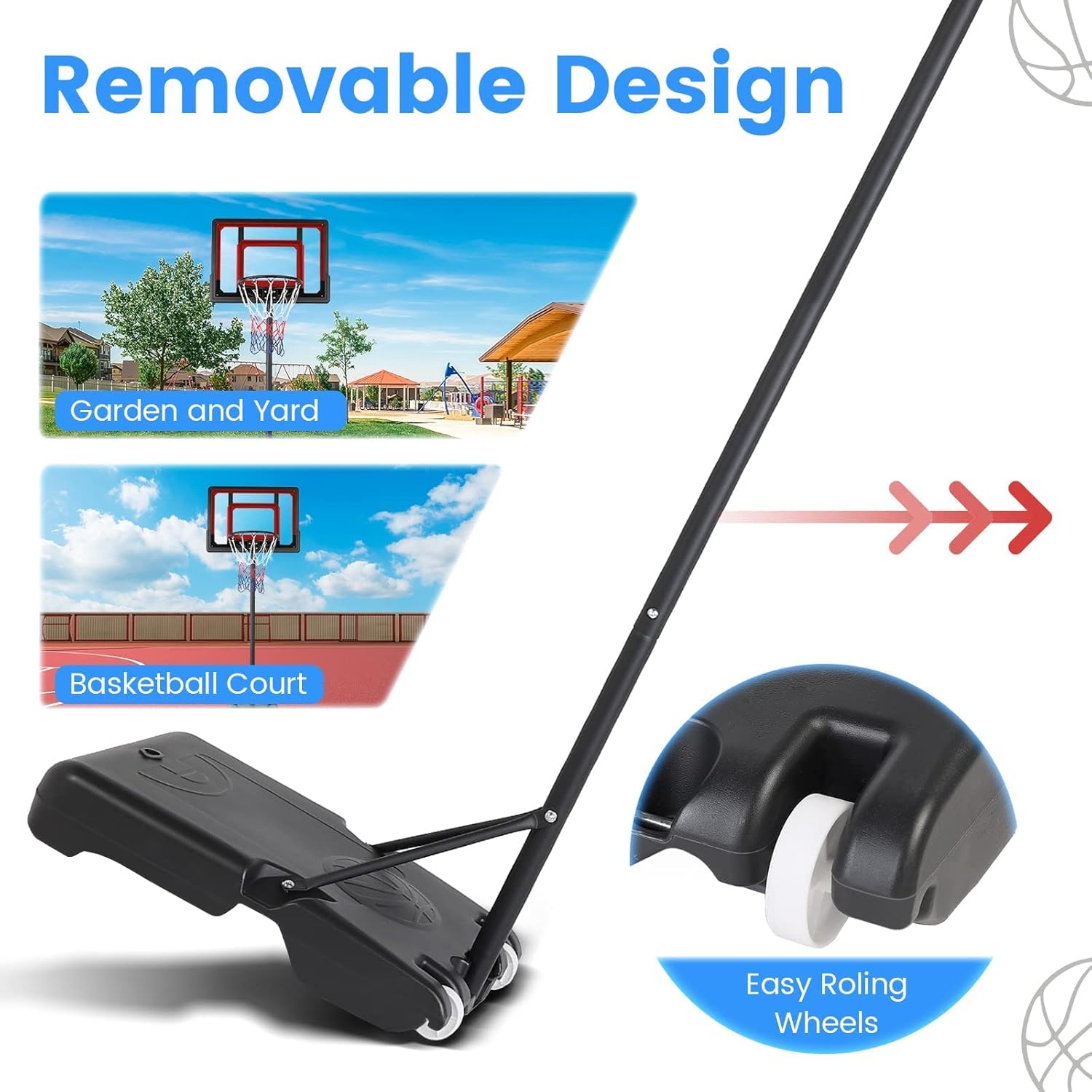 Basketball Hoop for Kids Outdoor Basketball Goal Portable Basketball System Set with Height Adjustable 5.4 ft-7 ft with Wheels for Children Indoor/Outdoor Sports : Sports & Outdoors