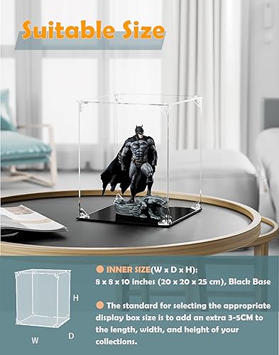 Miniatura 6 de COOLTAKU vitrina de acrílico transparente, puerta de apertura frontal con hebilla magnética, caja de exhibición de montaje con base negra,