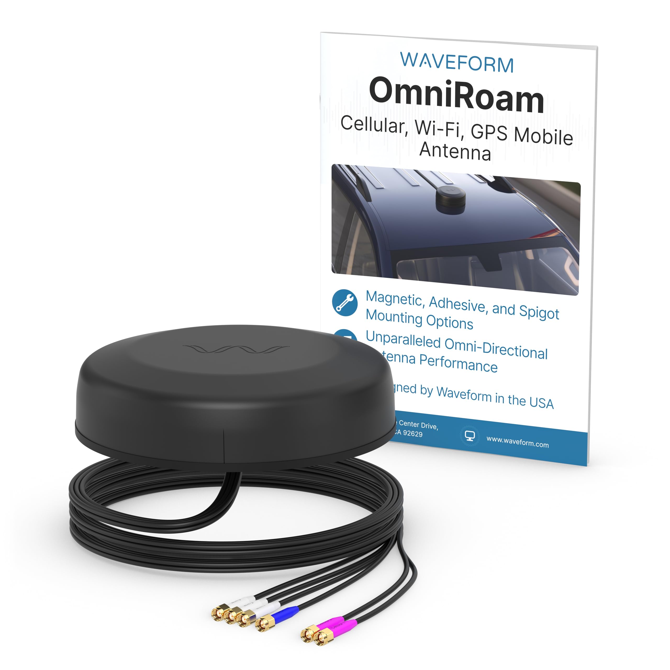 Waveform OmniRoam: 6-in-1 Low-Profile Mobile Antenna (4G/5G, WiFi &amp; GPS)