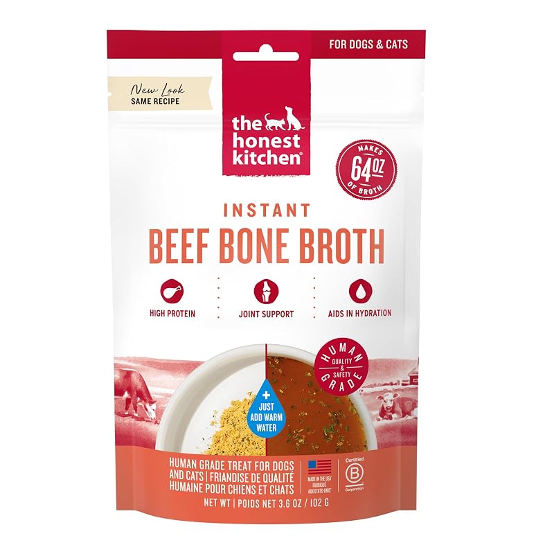 Caldo de Ossos Instantâneo para Cães e Gatos com Carne Bovina, Cúrcuma e Abóbora The Honest Kitchen 102 g