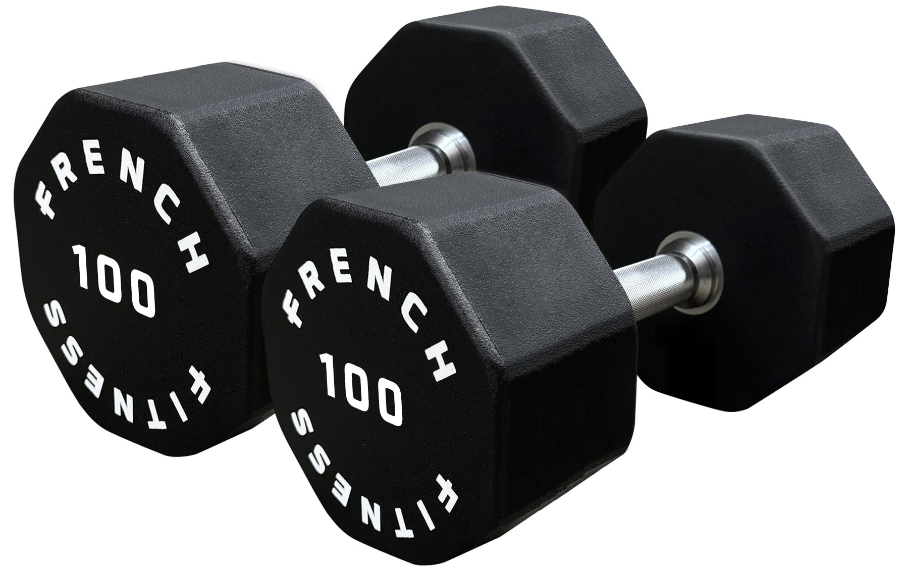 French Fitness Urethane 8-Sided Hex Dumbbell Set 5-100 lbs Durable Shock-Resistant Odorless Free Weights