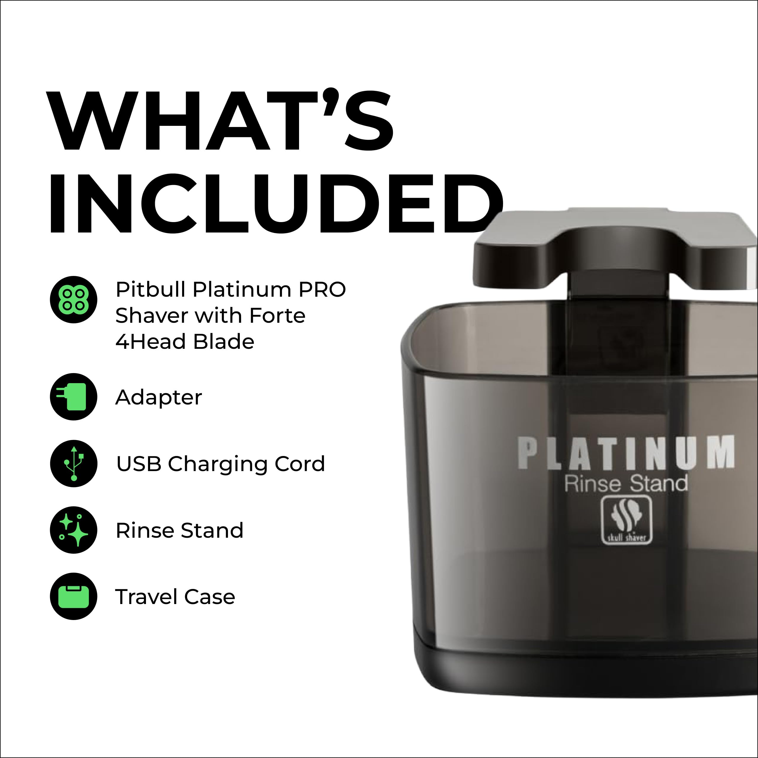 Skull Shaver Pitbull Platinum Pro PX5 – Afeitadora Eléctrica para Hombre, Inalámbrica, Recargable, Uso en Seco y Húmedo, Ergonómica para Cabeza, con Soporte de Lavado y Estuche de Viaje