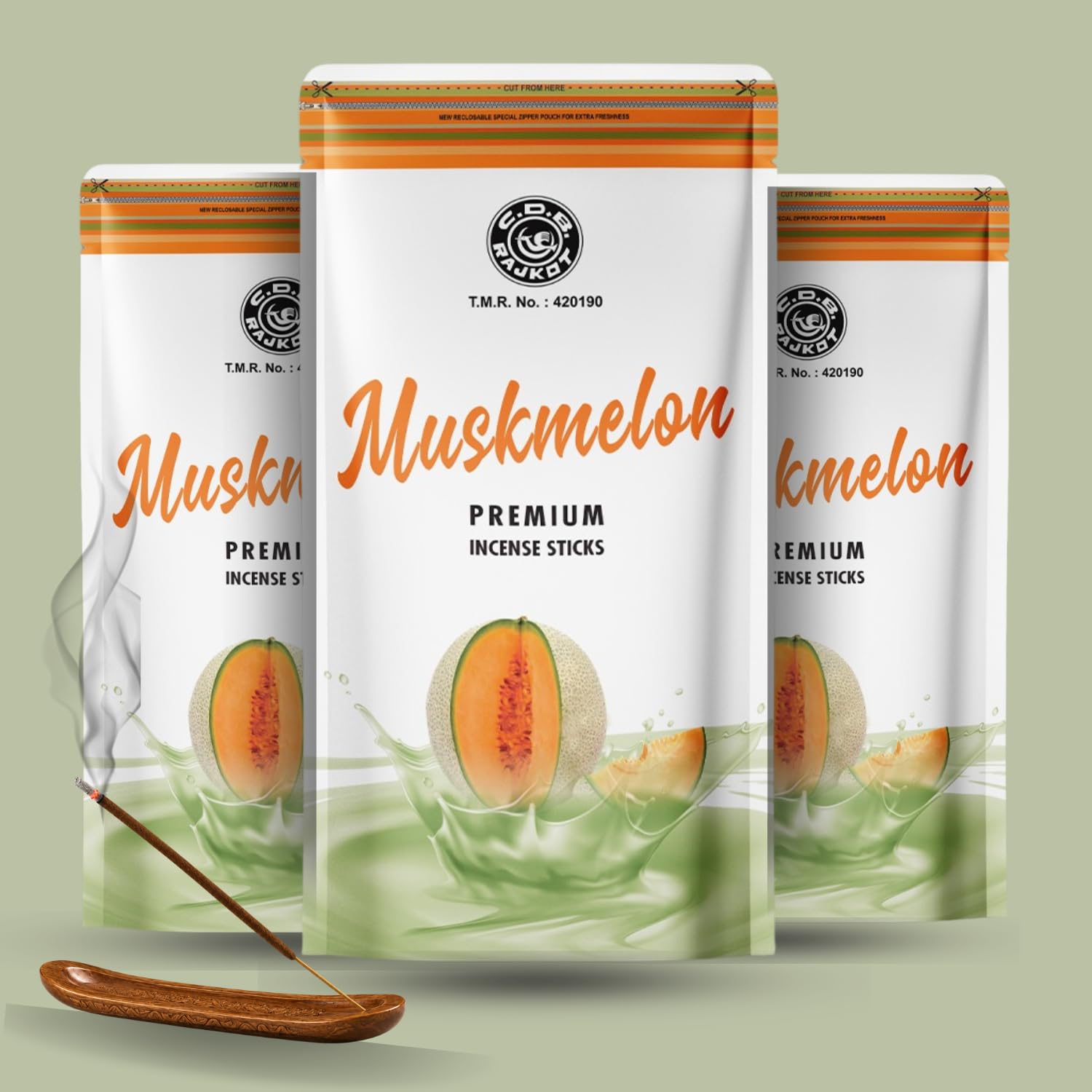 C.D.B. Muskmelon Premium Incense Sticks | Fruity Muskmelon Fragrance Agarbatti for Pooja, Meditation & Home | 110g Pack of 3 | Long Lasting Premium Incense Sticks-picture-24