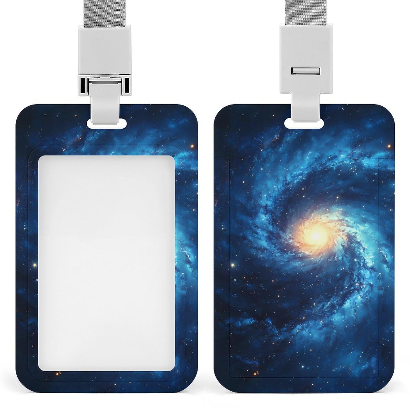 Magical Galaxy Starry Sky Milky ID Badge Holder with Lanyard Vertical ID Card Holder for Travel Office Work
