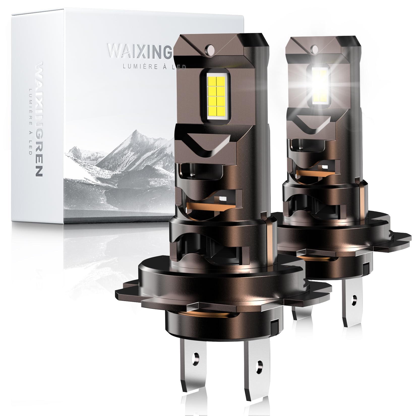 Ampoule H7 LED 36000LM, 120W, 6500K Lumière Blanche, Remplacement pour Halogènes, 1:1 Taille Halogène, Plug and Play, 70000+ Heures de Durée de Vie, 2 Pièces (H7)