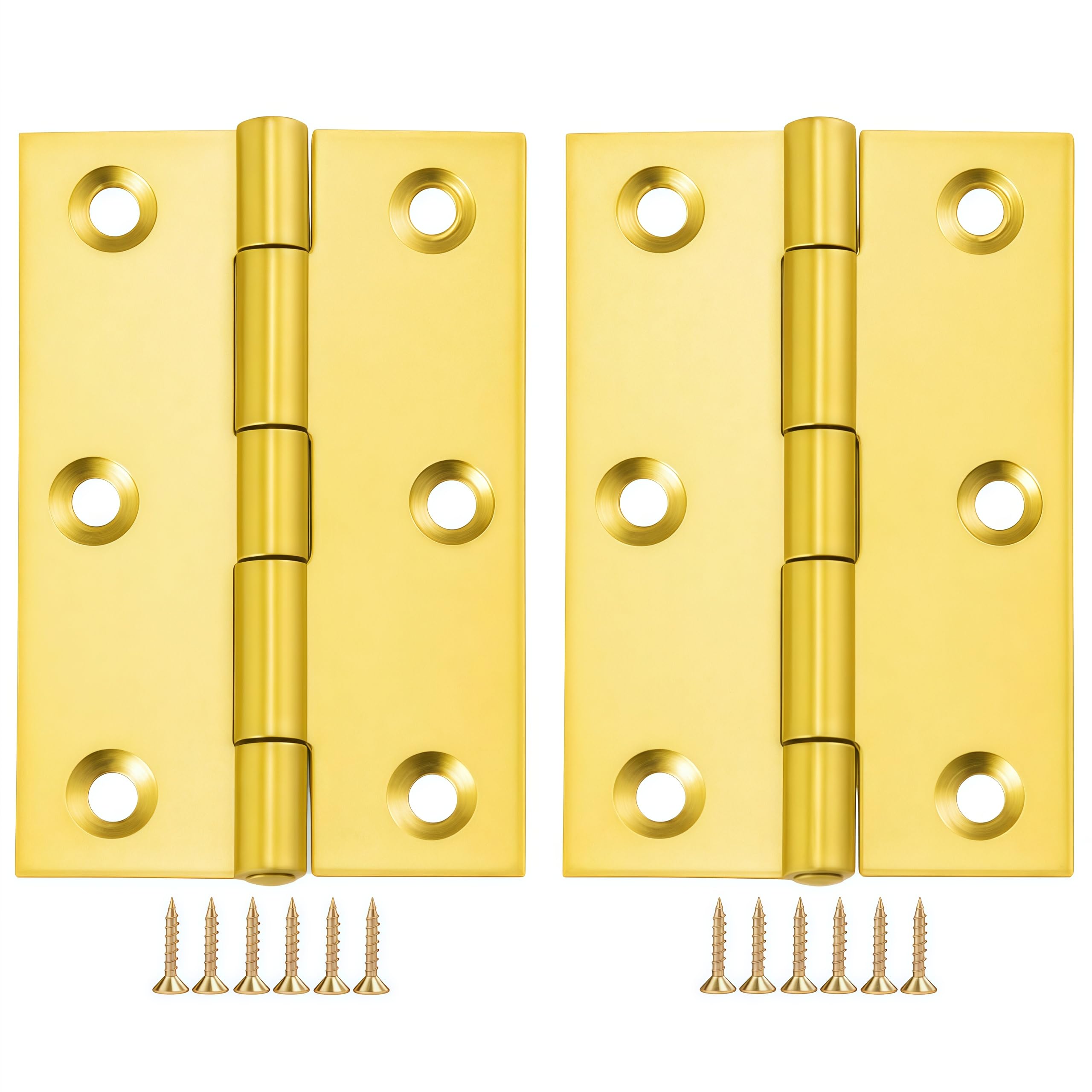 Vbnexyr Regular Door Hinges 2 Pack Of Gold Stainless Steel Folding Hinges For Cabinets And Wardrobes 63 * 44 * 1.2Mm