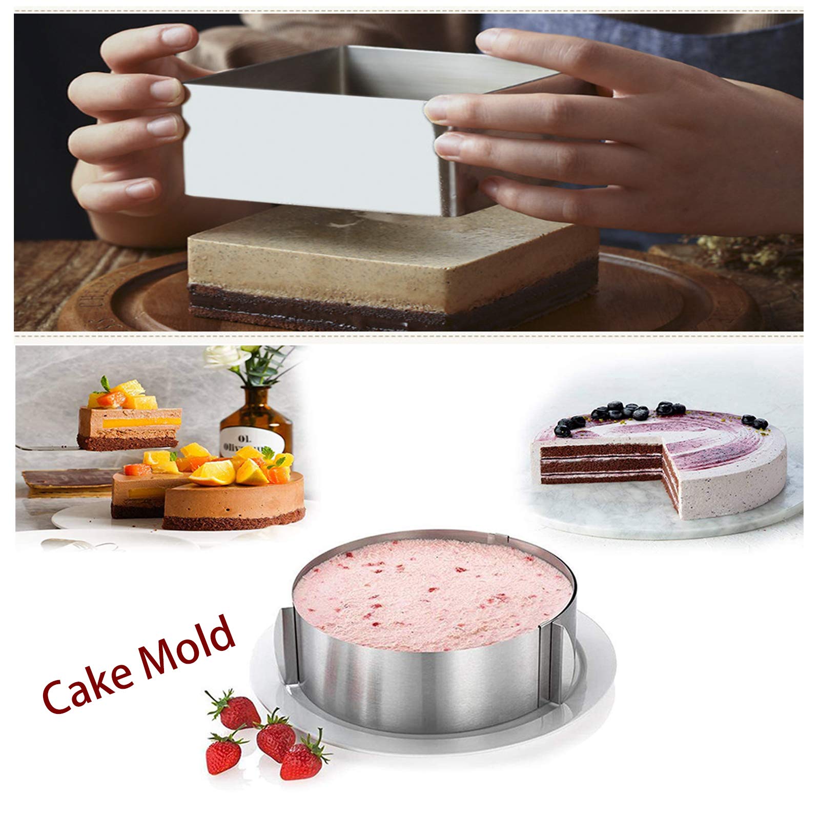 Moules à Gâteaux à Mousse Carrés En Acier Inoxydab... - Grandado