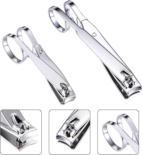 Miniatura 4 de Mudder EZ Grip - Juego de 4 cortaúñas de acero inoxidable afilado para uñas de manos y pies, recortadores de mango largo, kit de uñas de viaje para