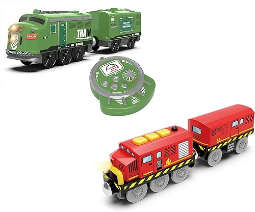 Juego de juguete de tren de locomotora a pilas para pistas de madera, tren motorizado para niños, compatible con Thomas, Brio
