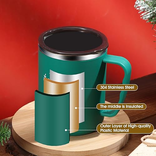 Miniatura 4 de Sumind 6 tazas de café de agradecimiento para empleados de Navidad, tazas de café de 17 onzas inspiradoras de acero inoxidable con asa y tapa y