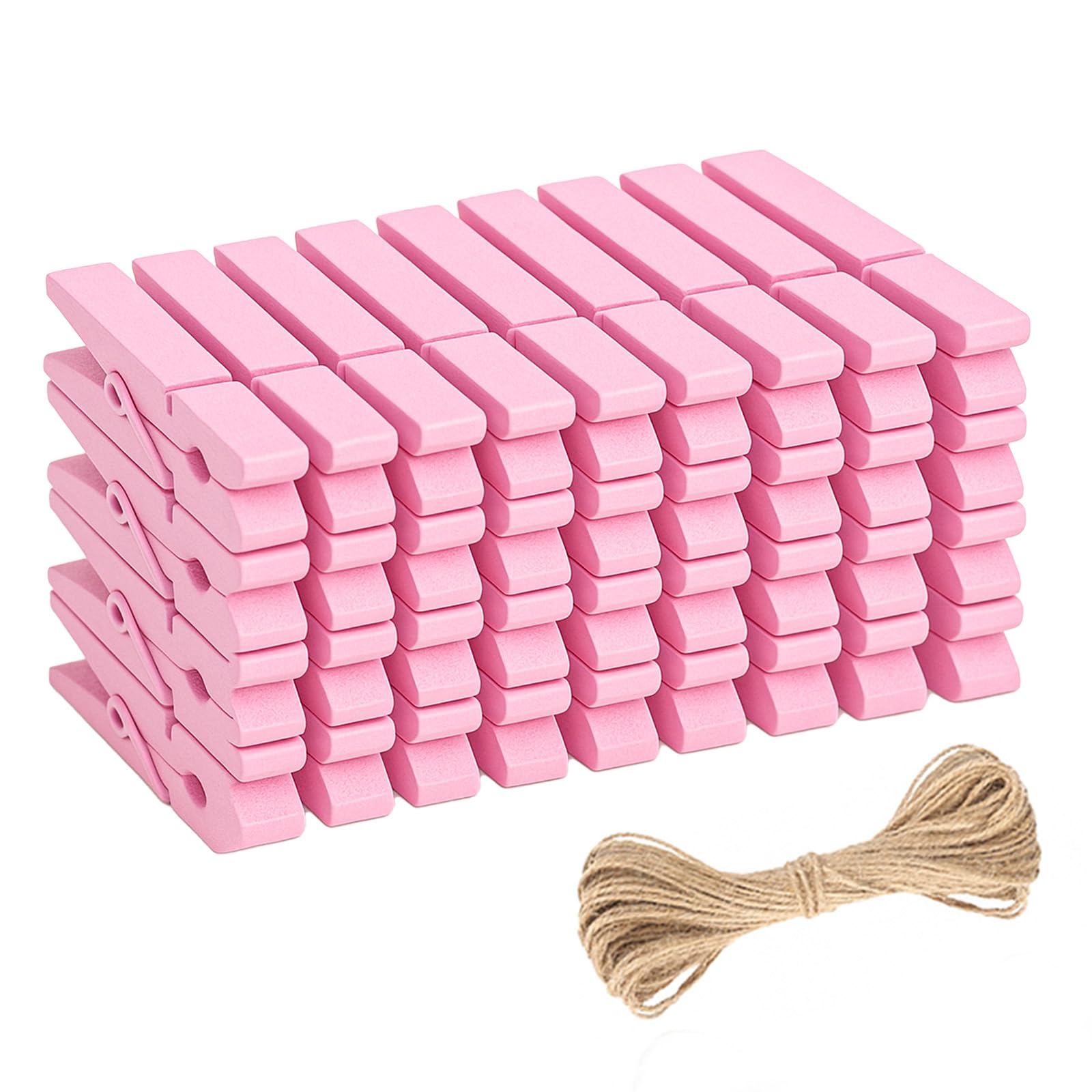 jijAcraft Baby Pink Wooden Pegs: 7.2CM x 50PCS Clothes Pegs for Washing Line, Wooden Washing Peg, Strong Laundry Peg for Arts and DIY Crafts, Hanging Photo, Socks, Baby Clothes