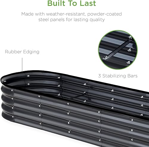 Miniatura 5 de Best Choice Products 8x2x1ft Outdoor Metal Raised Garden Bed, Oval Deep Root Planter Box for Vegetables, Flowers, Herbs, and Succulents w/ 108