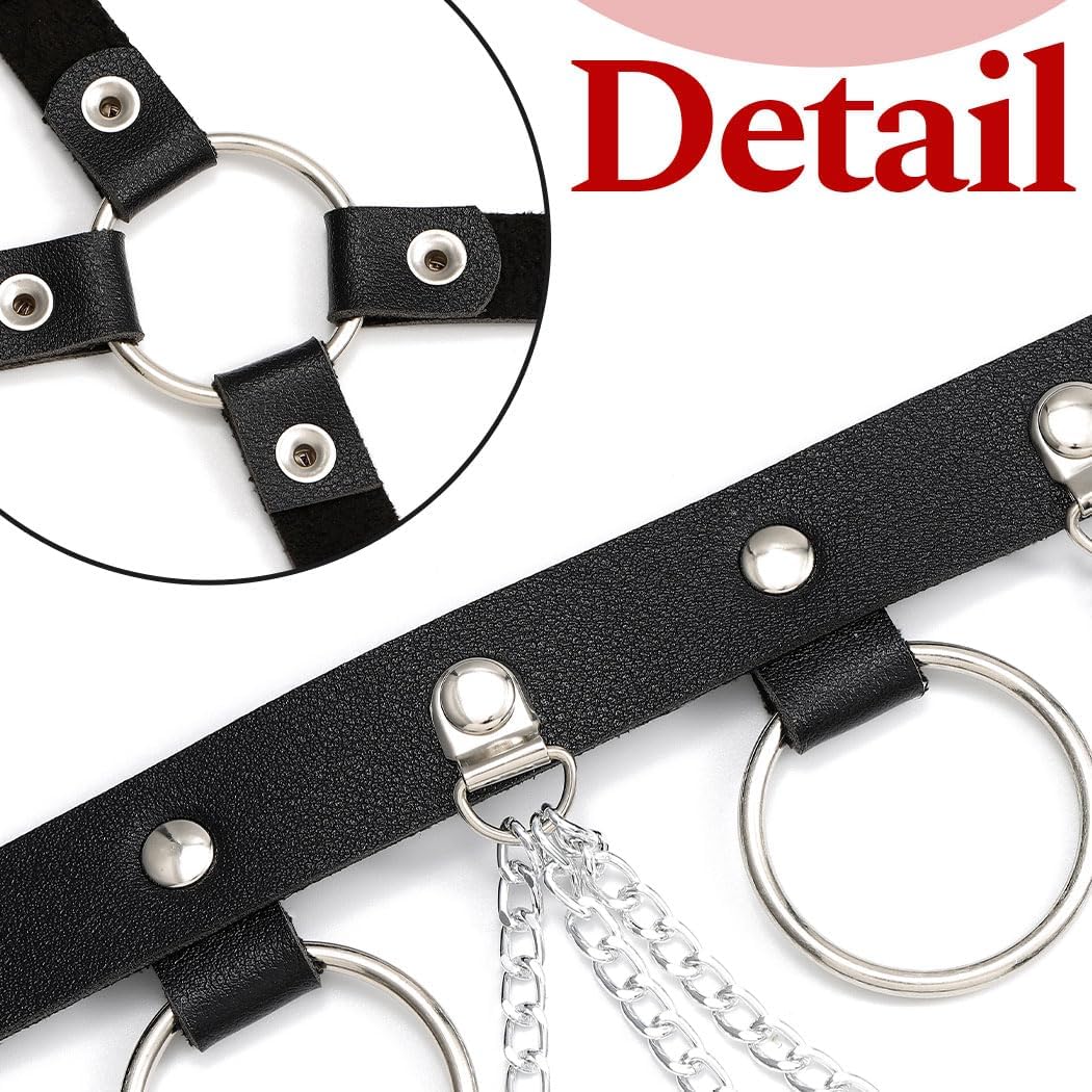 Leather Chest Chain Belt Black Body Harness Gothic Rave Accessories for Women - Image 4