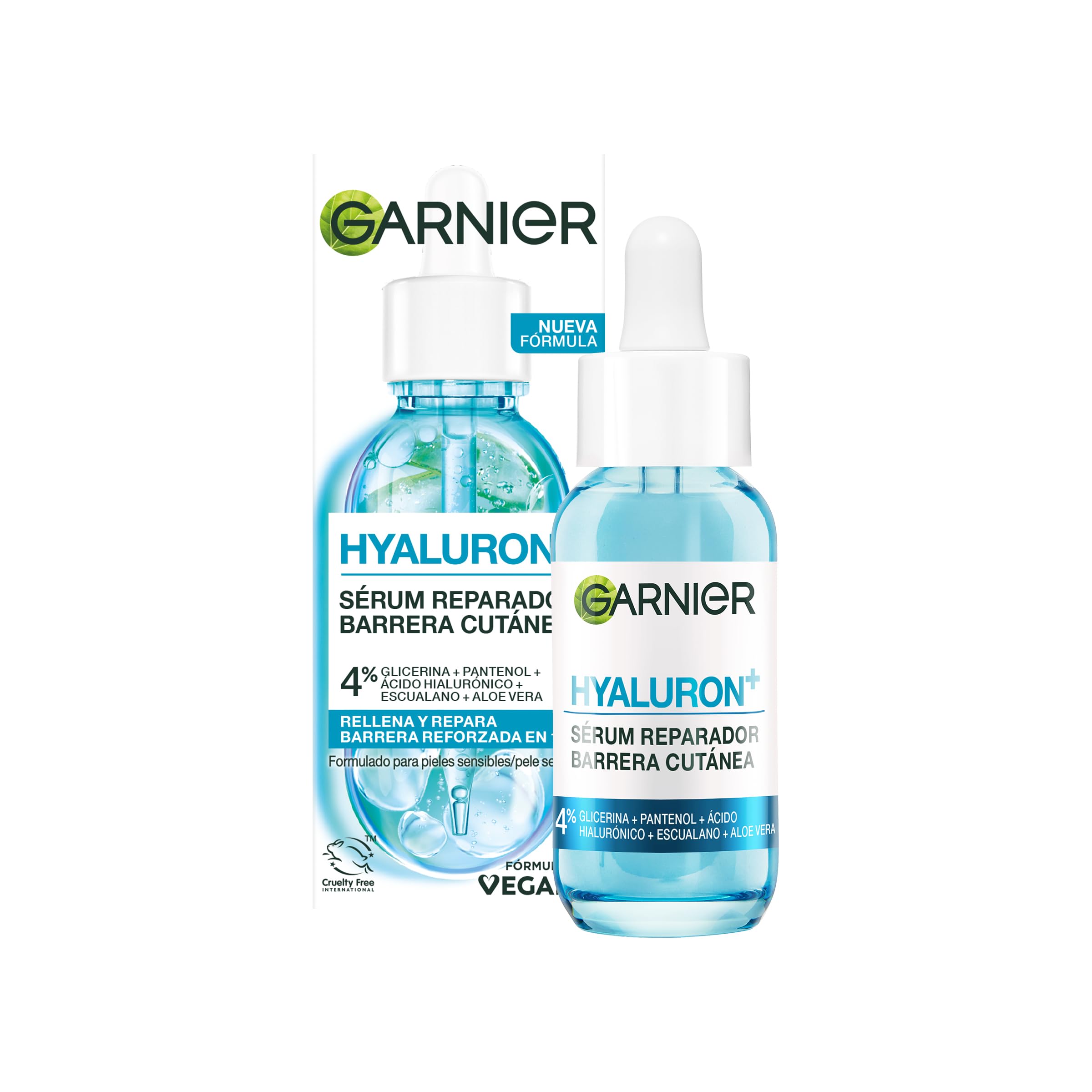 Garnier Aloe Hyaluron Filler Feuchtigkeitsserum mit 3% Glycerin + Hyaluronsäure + Aloe Vera Spendet intensiv Feuchtigkeit und füllt in nur einem Tropfen