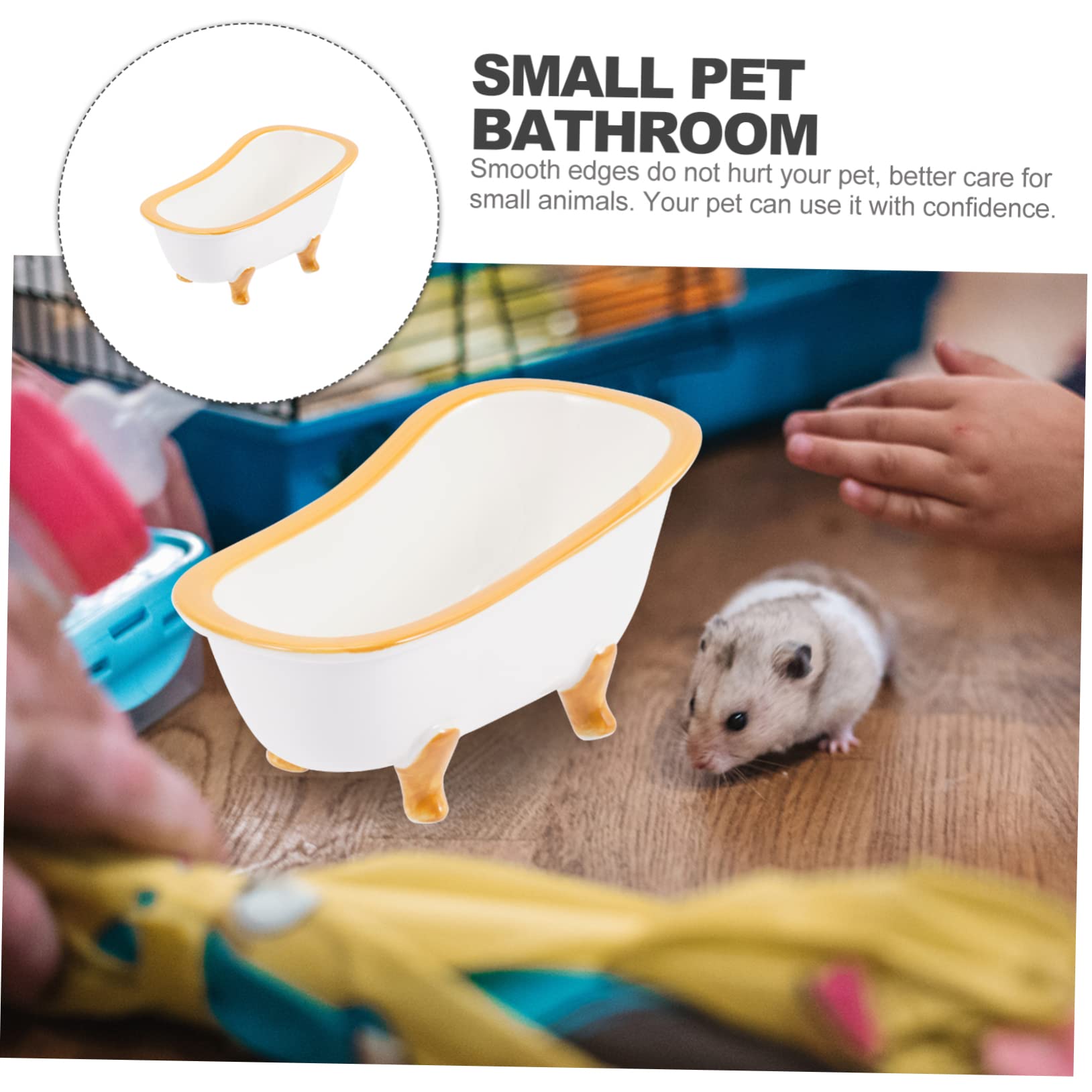 Happyyami Keramik Hamsterhaus mit Waschbaren Toilettenunterlagen Hamsterversteck und Sandbadewanne für Kleintiere Rattentoilette mit Rutschfester Unterseite für Meerschweinchen und Hamster