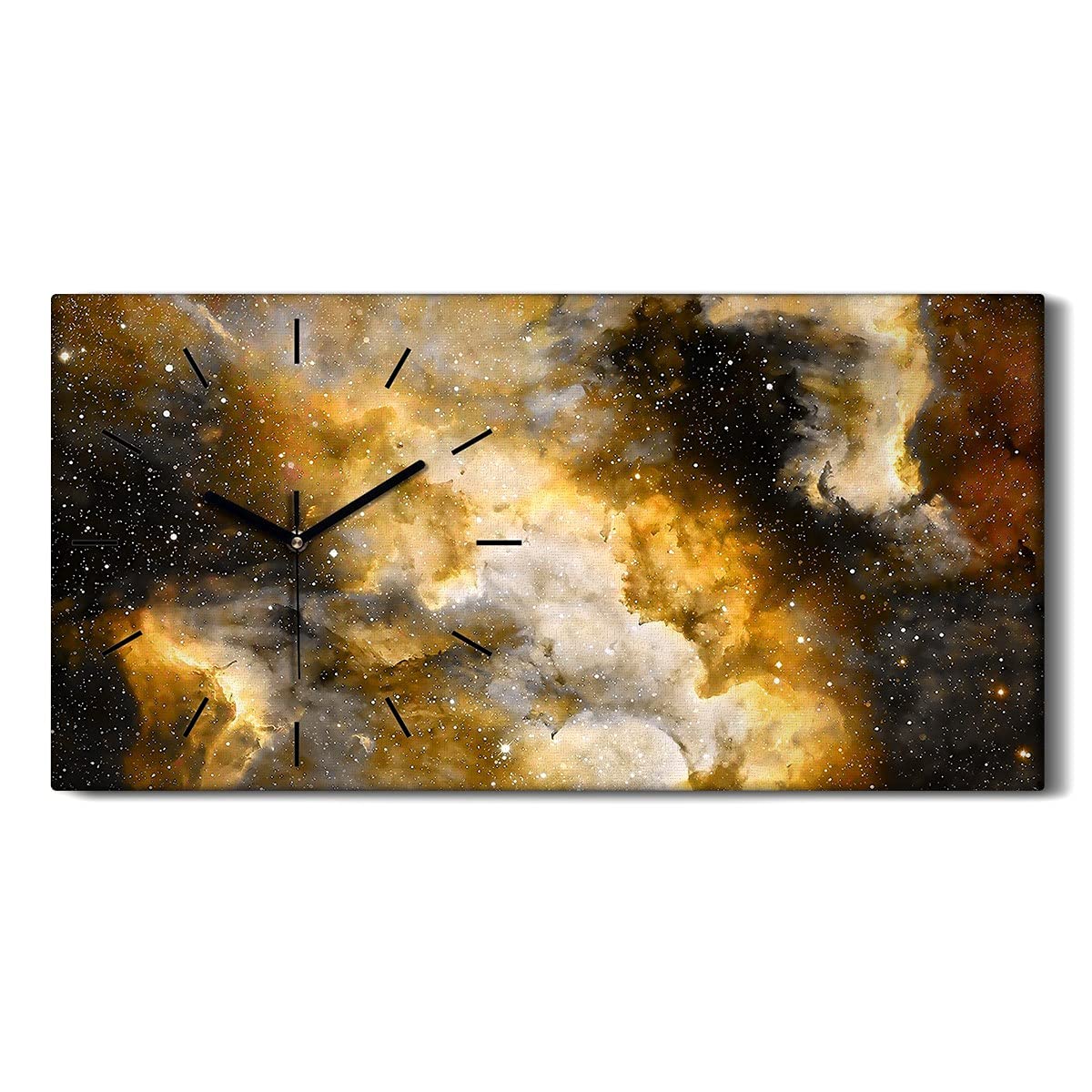 Horloge sur Toile sans Tic-Tac Décoration Silencieuse Univers Spatial 60x30