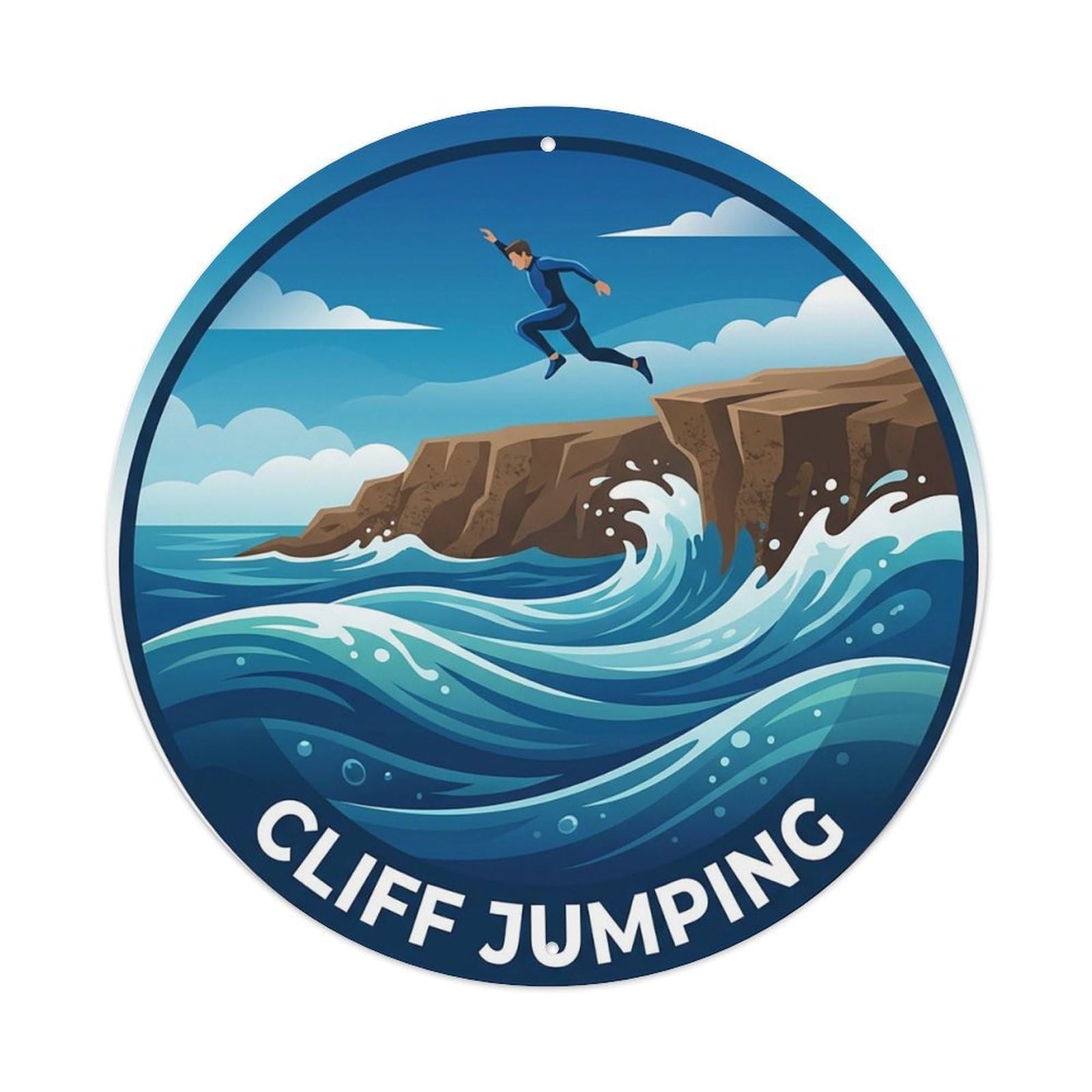 Vintage Cliff Jumping Extreme Sports Vintage Metal Tin Sign Plaque Wall Decor for Cafe, Club Bar, Office, Garden Metal Poster 8x8Inch