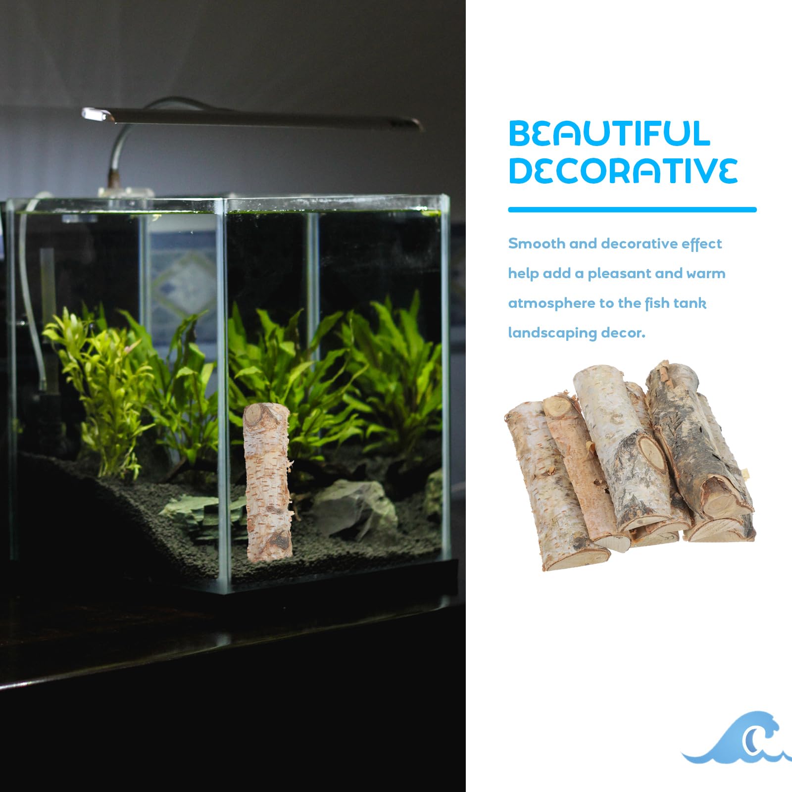 SEWACC 8 Pièces Décoration De La Maison Décorations De Maison Pour La Maison Fausse Cheminée Aquarium Bûches Branches De Bouleau Reptiles Naturels Réservoir Bois Flotté Grands