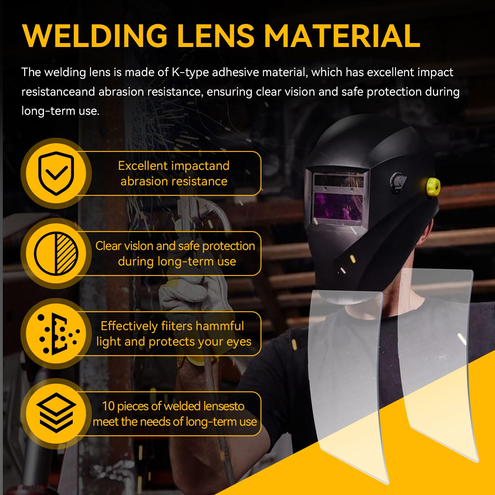 WarriorTech - Paquete de 10 gafas de seguridad ajustables, lente de cubierta frontal 0700000010 para casco ESAB Savage A40, protección contra impactos para soldadura, molienda, metalurgia, marco