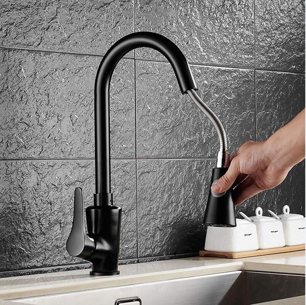 ZYCHSJXA Pull Out Kitchen Faucet Chrome/Black Sink Mixer Tap 360 Degree Rotation Taps Tap,A