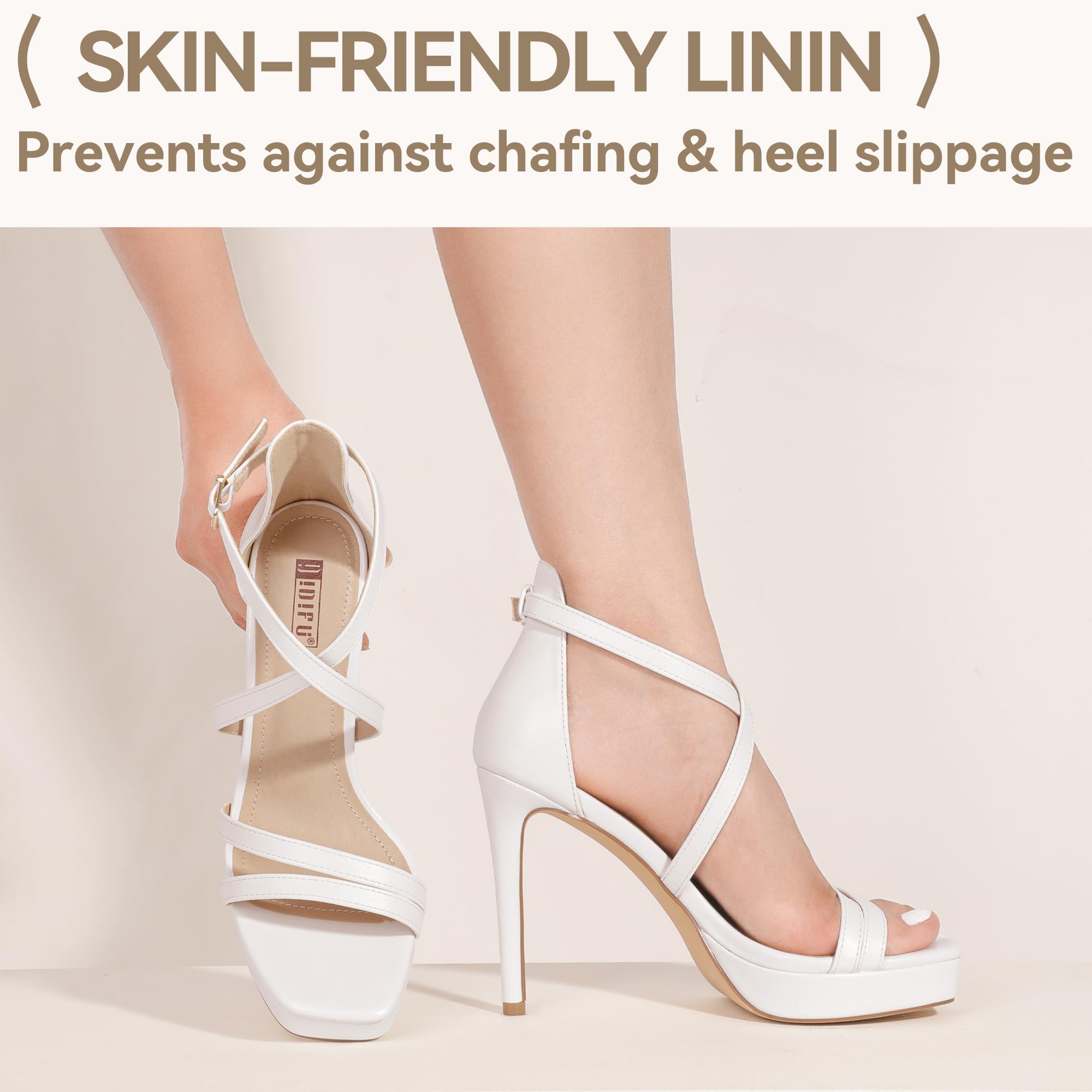 IDIFU IN4 Platform High Heels for Women Strappy Heeled Sandals Square Toe Heels Stiletto Heels Women's Wedding Party Bridal Sexy Dress Shoes Open Toe Heels: 9 White Pu