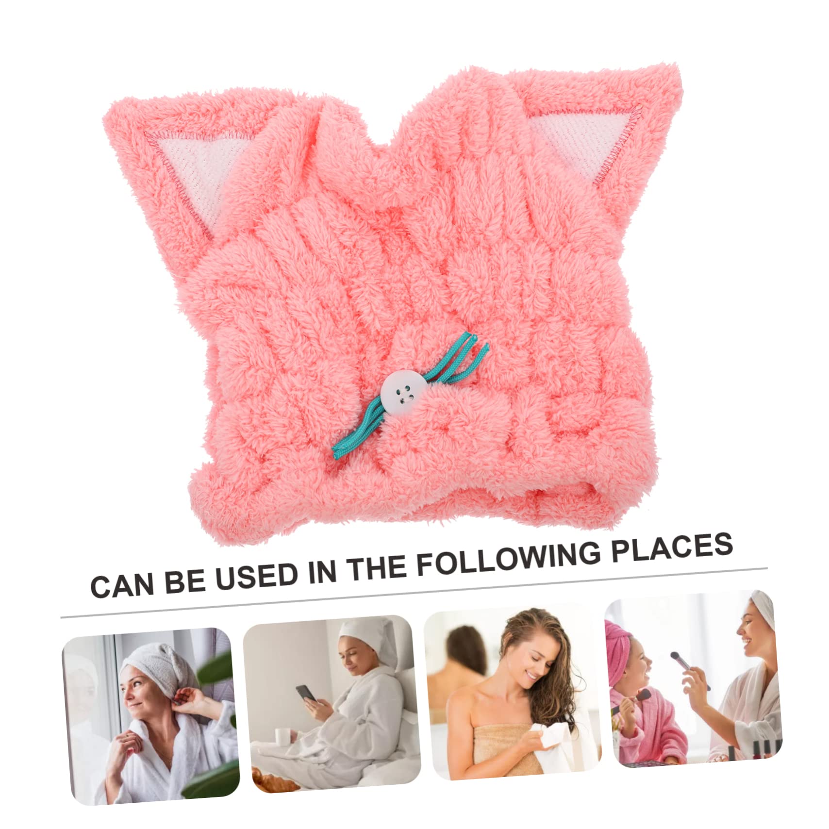 DOITOOL 3piezas Toalla De Secado De Cabello Diseño De Gato Cartoon Gorro De Microfibra Super Absorbente para Mujeres para Secar Cabello Rizado Liso o Tratado Towel Hat para Ducha y Baño