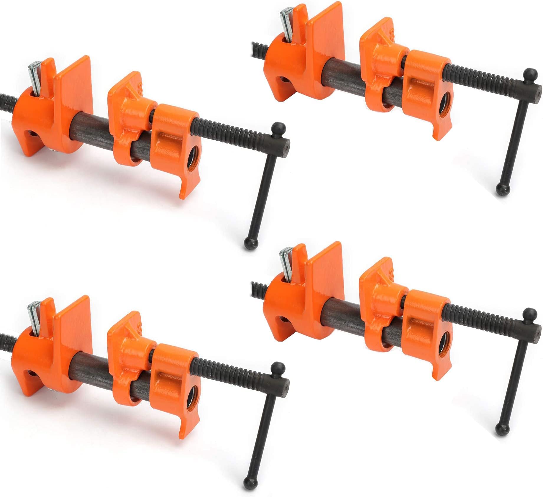 4 PACK 1/2" Wood Gluing Pipe Clamp Set Heavy Duty PRO Woodworking Cast Iron