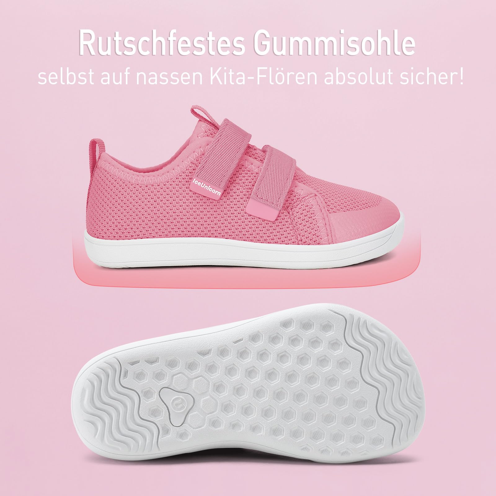 IceUnicorn Kinder Barfußschuhe Breite Zehenbox Jungen Mädchen Hausschuhe Minimalistische Outdoor Traillaufschuhe Walking Schuhe(Pink, 27EU Weit)