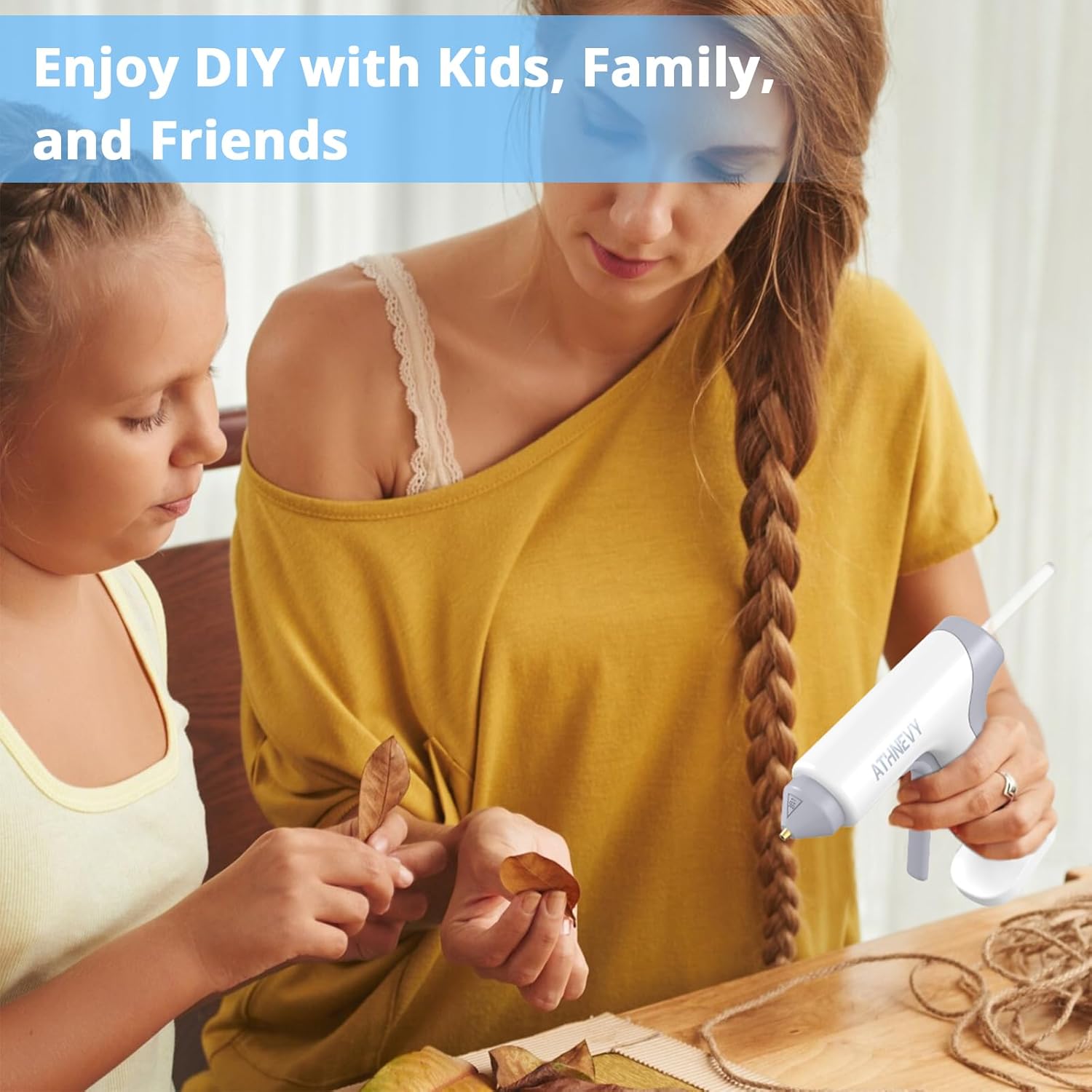 cordless hot glue gun, 10s fast preheat, 30pcs mini glue sticks 7x100mm, 4v 20w type-c rechargeable, anti-drip, auto-off, for diy crafts, repair, decoration (white)