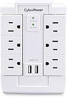Vista 11 de CyberPower CSP600WSURC5 - Protector de sobretensiones profesional, 900J/125V, 6 tomas giratorias, 1 puerto de carga USB-C, diseño de enchufe