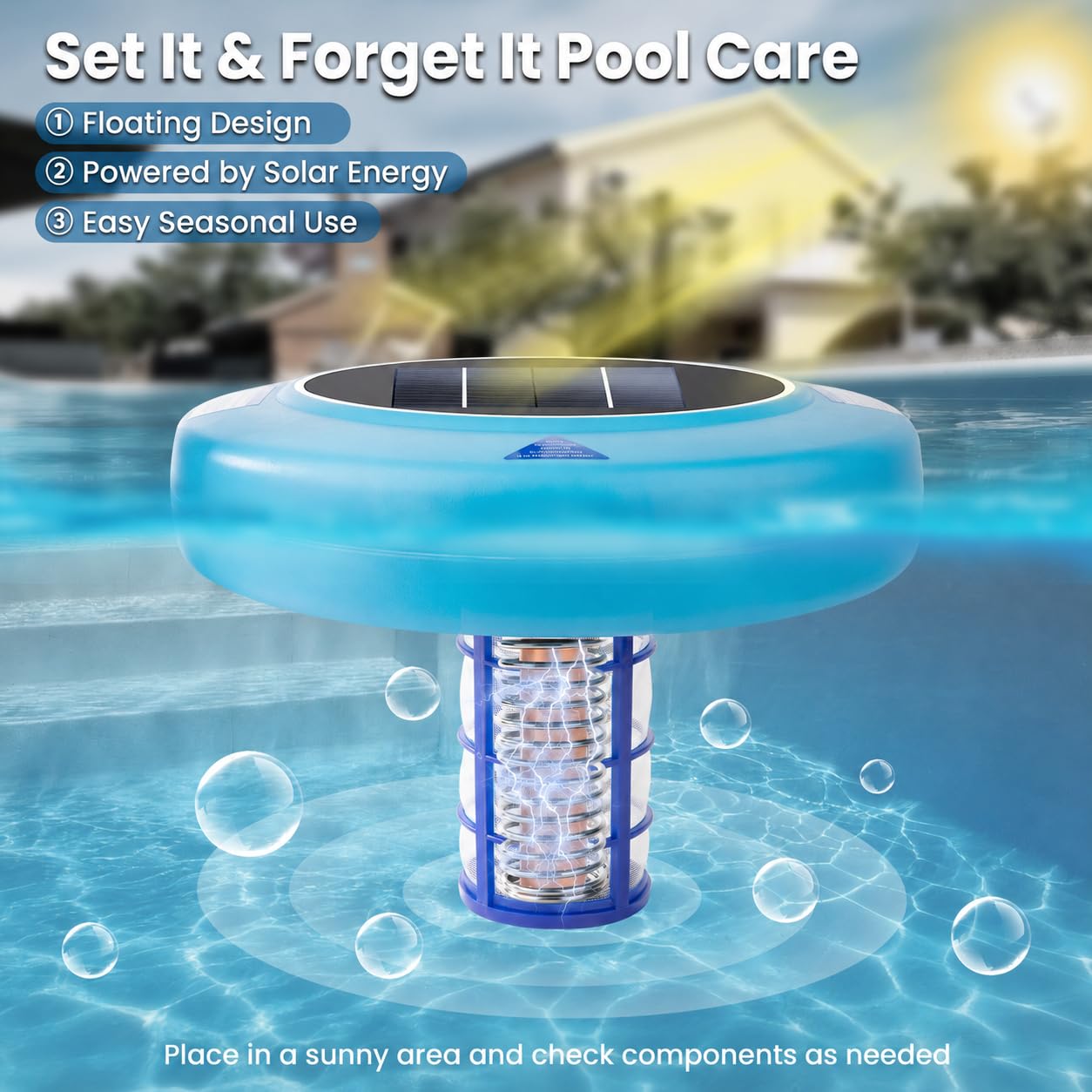 Appareil solaire d'entretien de l'eau de piscine pour piscines hors sol et