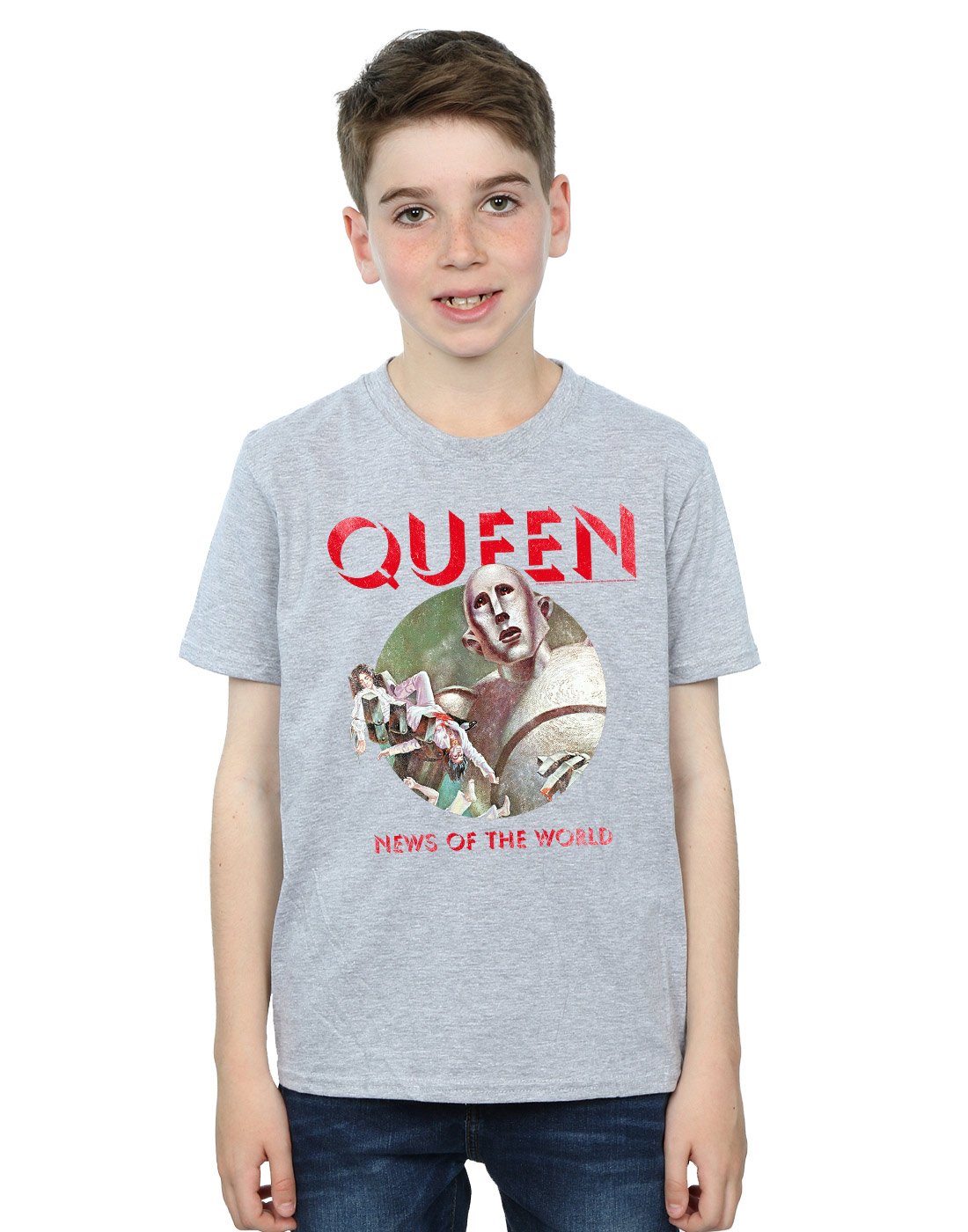 Absolute Cult Queen Boys News of The World T-Shirt Sport Grey 12-13 Years