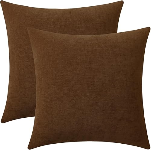 Juego de 2 fundas de cojín cuadradas de felpilla suaves y acogedoras para sofá, decoración de sala de estar, color marrón pálido, 16 x 16 pulgadas