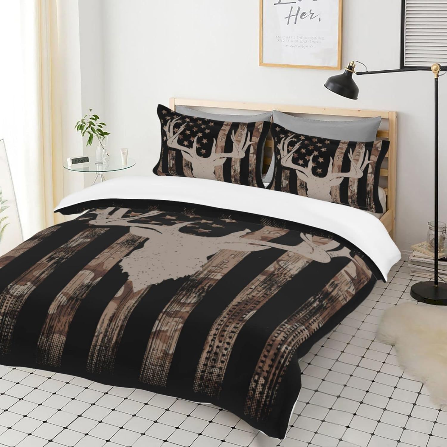 Camo Bedding Set American Flag Comforter Cover Soft Hunting Deer Duvet Twin Size for Boys Girl Men Women Bedroom 3 Piece with 2 Pillow Shams - Image 2