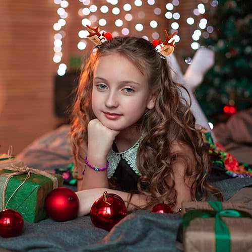 Miniatura 3 de Paquete de 6 pinzas de Navidad para el cabello, accesorios para el cabello de Navidad, pinzas de cocodrilo, horquillas de reno, diadema de orejas de