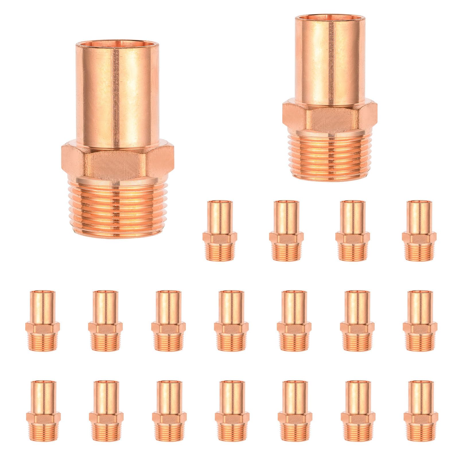 Paquete de 20 Unidades de Tornillos Macho de Cobre para fontanería, 1-1/4" FTG x 1-1/4" MPT.
