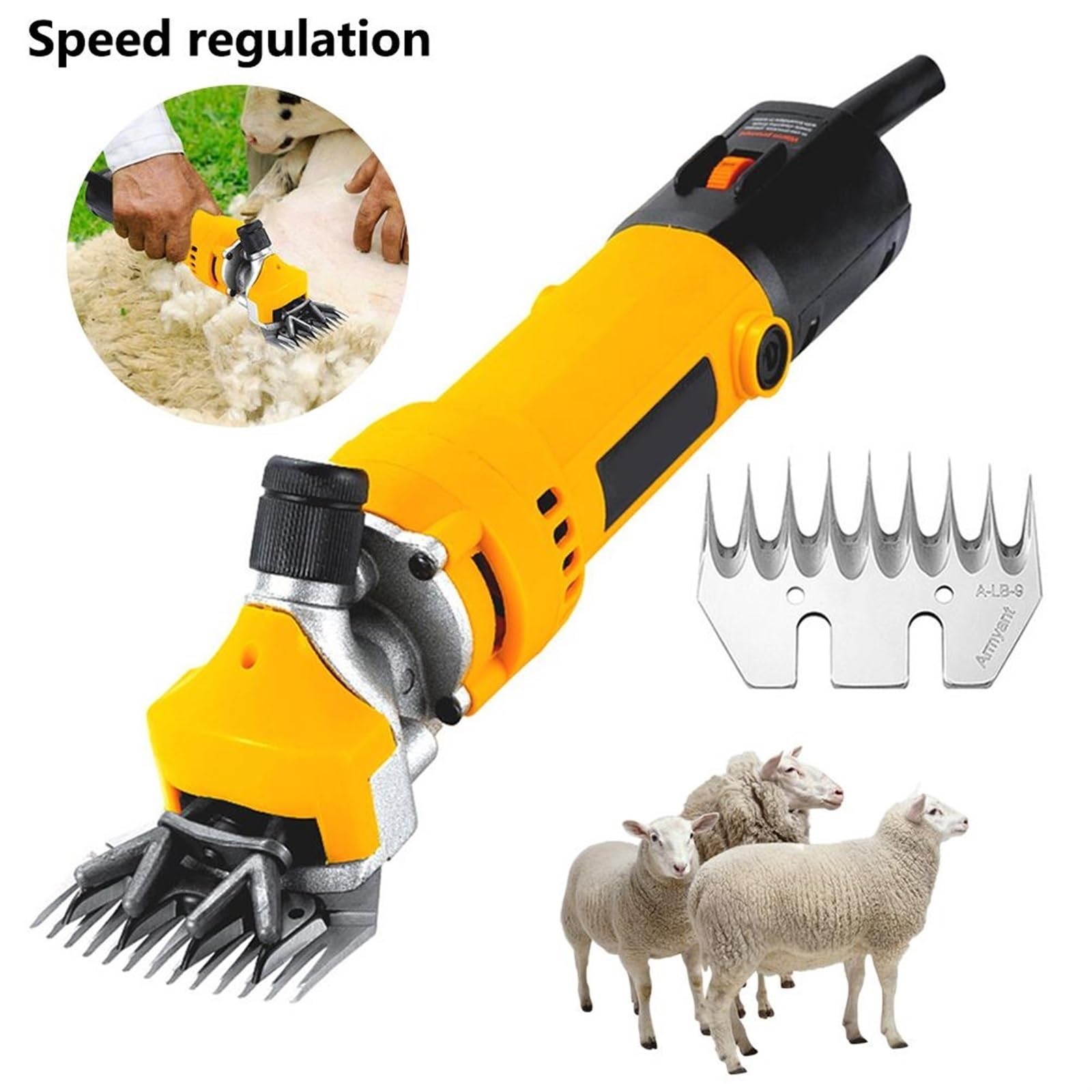 Cortadora de esquila eléctrica for ovejas, 1000W, 9 Engranajes, Ajuste de Afeitado de Lana de Cabra, Herramienta de Corte de Empuje, máquina de Tijera Potente